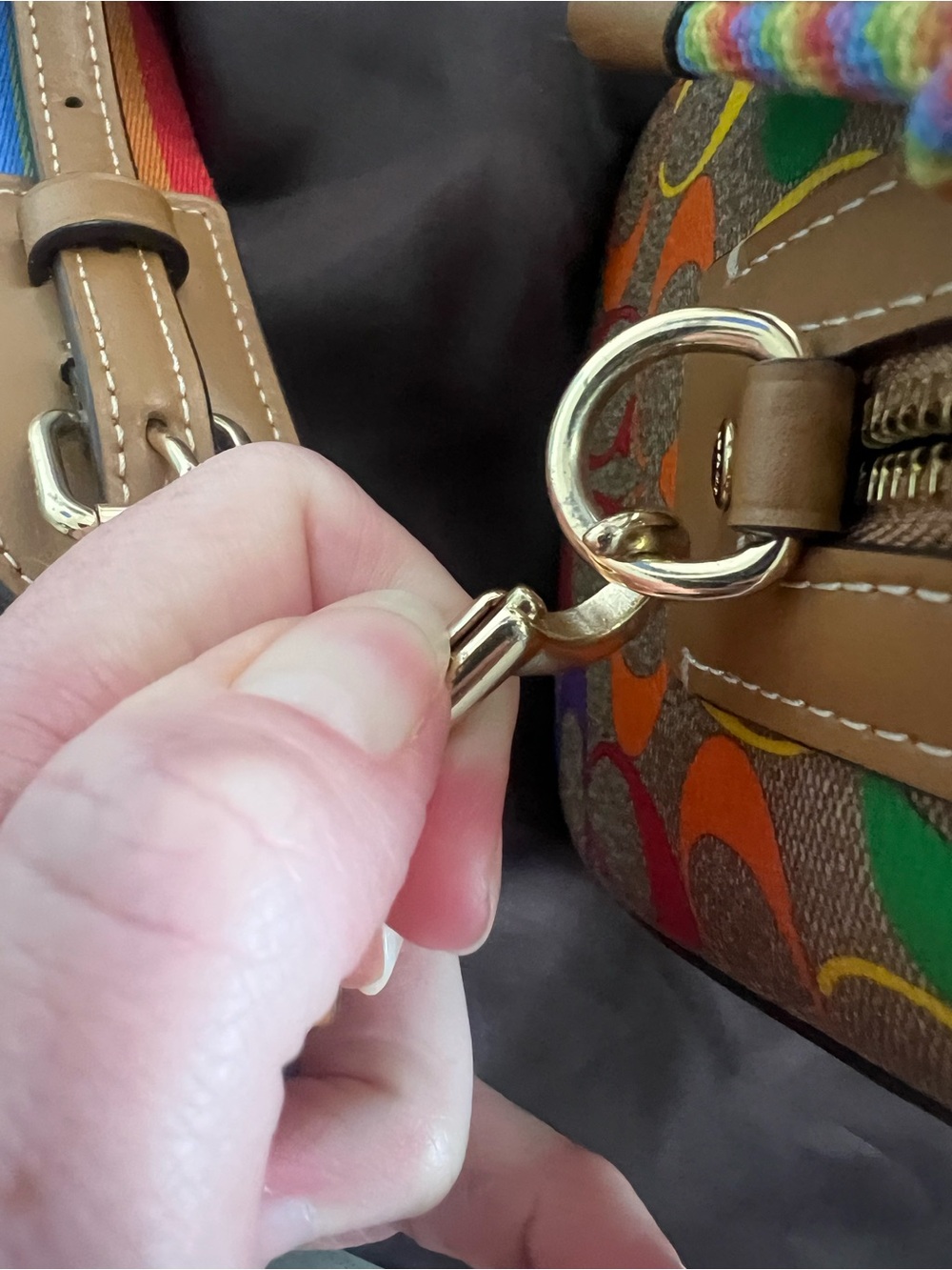 Coach Rainbow Logo Leather Rowan Purse - Picture 8 of 10
